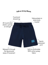 Load image into Gallery viewer, Campana Boys 100% Cotton Jersey Shorts with Placement Print - Navy Blue