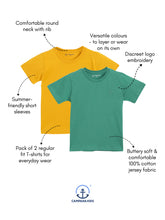 Load image into Gallery viewer, Campana Boys Luis Pack of 2 Short Sleeve Pure Cotton T-Shirts - Yellow & Green
