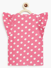 Load image into Gallery viewer, Campana Girls Serena Frilly T-Shirt - Daisy Dots Print - Pink