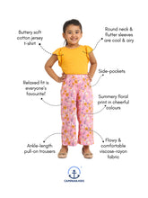 Load image into Gallery viewer, Campana Girls Serena T-Shirt with Culottes Clothing Set - Yellow & Pink
