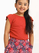 Load image into Gallery viewer, Campana Girls Serena T-Shirt with Culottes Clothing Set - Rust Orange & Navy