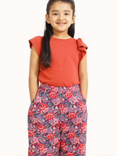 Load image into Gallery viewer, Campana Girls Serena T-Shirt with Culottes Clothing Set - Rust Orange & Navy