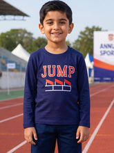 Load image into Gallery viewer, Campana Boys Pure Cotton Full Sleeves Jump Graphic & Text Printed T-Shirt - Navy & Red