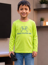 Load image into Gallery viewer, Campana Boys Pure Cotton Full Sleeves Gaming Graphic & Text Printed T-Shirt - Lime Green