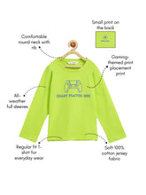 Load image into Gallery viewer, Campana Boys Pure Cotton Full Sleeves Gaming Graphic & Text Printed T-Shirt - Lime Green
