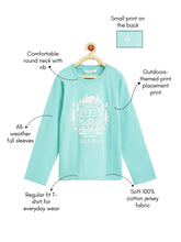 Load image into Gallery viewer, Campana Boys Pure Cotton Full Sleeves Outdoors Graphic & Text Printed T-Shirt - Light Blue
