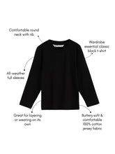 Load image into Gallery viewer, Campana Boys Full Sleeves Round Neck Solid T-Shirt - Black
