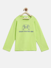 Load image into Gallery viewer, Campana Boys Daniel Pack of Two Full Sleeves Round Neck T-Shirts - Typography Print - Lime Green & Blue