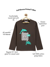 Load image into Gallery viewer, Campana Boys Pure Cotton Full Sleeves Deep Sea Print T-Shirt - Smoky Grey