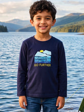 Load image into Gallery viewer, Campana Boys Pure Cotton Full Sleeves Go Further Print T-Shirt - Navy Blue