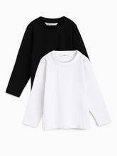 Load image into Gallery viewer, Campana Boys Pack of Two Full Sleeves Round Neck Solid T-Shirts - White & Black