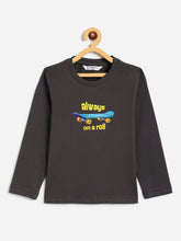 Load image into Gallery viewer, Campana Boys Pure Cotton Full Sleeves Skateboard Print T-Shirt - Smoky Grey