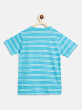 Load image into Gallery viewer, Campana Boys Alan Striped Cotton Henley T-Shirt - Electric Blue