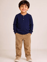 Load image into Gallery viewer, Campana Boys 100% Cotton Jersey Full Sleeves Henley T-Shirt - Navy Blue