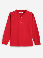 Load image into Gallery viewer, Campana Boys 100% Cotton Jersey Full Sleeves Henley T-Shirt - Red