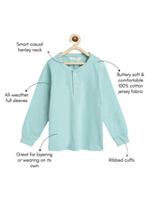 Load image into Gallery viewer, Campana Boys Alexander 100% Cotton Jersey Full Sleeves Solid Henley T-Shirt - Ocean Blue