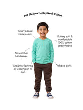 Load image into Gallery viewer, Campana Boys Alexander 100% Cotton Jersey Full Sleeves Solid Henley T-Shirt - Light Blue
