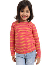 Load image into Gallery viewer, Campana Girls Lily Long Sleeves Striped T-Shirt - Peach & Yellow