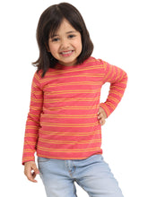 Load image into Gallery viewer, Campana Girls Lily Long Sleeves Striped T-Shirt - Peach & Yellow