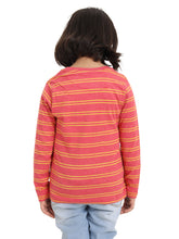 Load image into Gallery viewer, Campana Girls Lily Long Sleeves Striped T-Shirt - Peach & Yellow