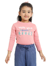 Load image into Gallery viewer, Campana Girls Lily Long Sleeves Printed T-Shirt - Peach