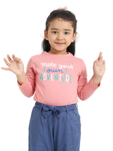 Load image into Gallery viewer, Campana Girls Lily Long Sleeves Printed T-Shirt - Peach