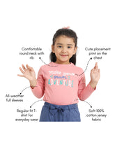 Load image into Gallery viewer, Campana Girls Lily Long Sleeves Printed T-Shirt - Peach