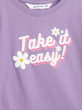 Load image into Gallery viewer, Campana Girls Lily Long Sleeves Printed T-Shirt - Lavender