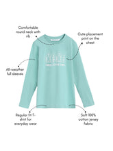 Load image into Gallery viewer, Campana Girls Skye Full Sleeves T-Shirt - Happy Trees Print - Ocean Blue