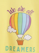 Load image into Gallery viewer, Campana Girls Skye Pack of 2 Full Sleeves T-shirts - Conversational Print - Lemon Yellow & Ocean Blue