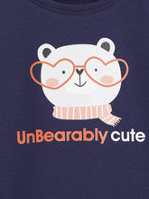 Load image into Gallery viewer, Campana Girls Skye Full Sleeves T-Shirt - Cute Bear Print - Navy