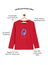 Load image into Gallery viewer, Campana Girls Pure Cotton Full Sleeves Playlist Print T-Shirt - Red