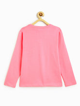 Load image into Gallery viewer, Campana Girls Pure Cotton Full Sleeves Floral Print T-Shirt - Pink