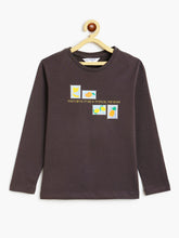 Load image into Gallery viewer, Campana Girls Pure Cotton Full Sleeves Postcards Print T-Shirt - Grey