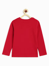Load image into Gallery viewer, Campana Girls Pure Cotton Full Sleeves Bows & Hearts Print T-Shirt - Red