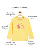Load image into Gallery viewer, Campana Girls Pure Cotton Full Sleeves Cupcakes Print T-Shirt - Light Yellow