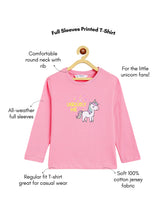 Load image into Gallery viewer, Campana Girls Pure Cotton Full Sleeves Unicorn Print T-Shirt - Light Pink
