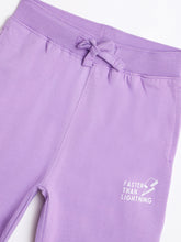 Load image into Gallery viewer, Campana Girls Iris 100% Cotton Jersey Joggers - Lightning Print - Purple