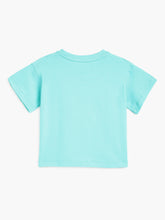 Load image into Gallery viewer, Campana Girls Zuri Drop Shoulder Half Sleeves T-shirts - Holidays Print - Turquoise