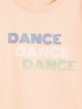 Load image into Gallery viewer, Campana Girls Zuri Drop Shoulder Half Sleeves T-shirts - Dance Print - Peach