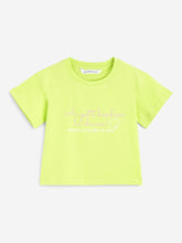 Load image into Gallery viewer, Campana Girls Zuri Drop Shoulder Half Sleeves T-shirts - Lucky Print - Lime Green
