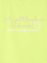 Load image into Gallery viewer, Campana Girls Zuri Drop Shoulder Half Sleeves T-shirts - Lucky Print - Lime Green