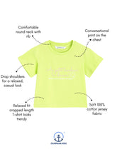 Load image into Gallery viewer, Campana Girls Zuri Drop Shoulder Half Sleeves T-shirts - Lucky Print - Lime Green