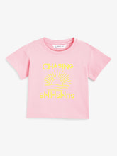 Load image into Gallery viewer, Campana Girls Zuri Drop Shoulder Half Sleeves T-Shirt - Sunshine Print - Pink
