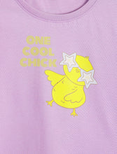 Load image into Gallery viewer, Campana Girls Zuri Drop Shoulder Half Sleeves Graphic Printed T-Shirt - Purple