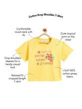 Load image into Gallery viewer, Campana Girls Pure Cotton Drop Shoulder Tropical Print T-Shirt - Lemon Yellow