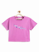 Load image into Gallery viewer, Campana Girls Pure Cotton Drop Shoulder Dream Print T-Shirt - Dark Pink