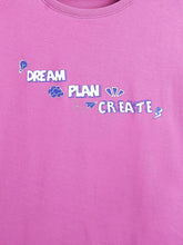 Load image into Gallery viewer, Campana Girls Pure Cotton Drop Shoulder Dream Print T-Shirt - Dark Pink