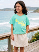 Load image into Gallery viewer, Campana Girls Pure Cotton Drop Shoulder Seashells Print T-Shirt - Aqua Blue