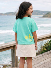 Load image into Gallery viewer, Campana Girls Pure Cotton Drop Shoulder Seashells Print T-Shirt - Aqua Blue